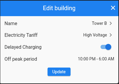 The Wevo platform is electric tariff aware and can enable delayed charging on a per-building basis